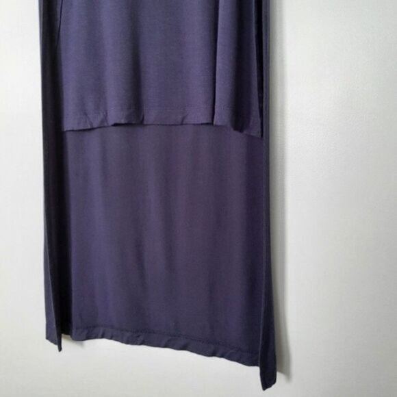 BEBE Long Hi-Low Hem T-shirt Tunic Top Short Sleeve Blue Sz XS - Picture 5 of 9